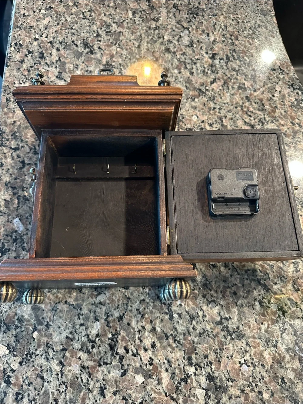 Vintage Wood Brass Mantel Clock
